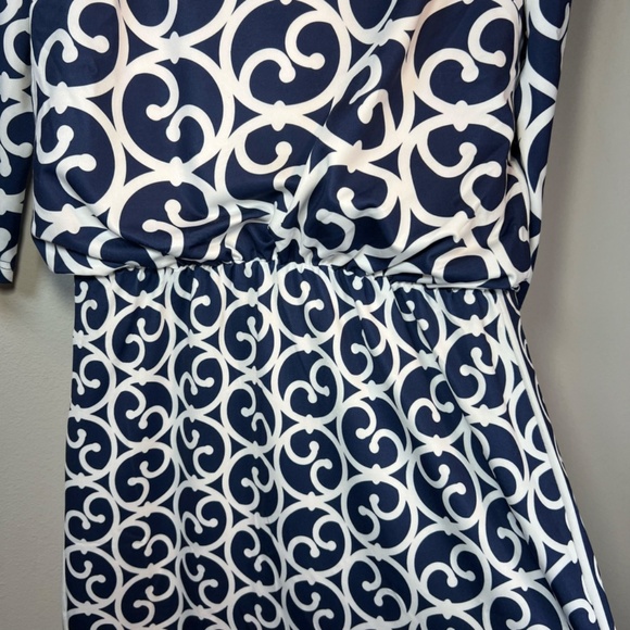 Gretchen Scott Womens Heavens Gates Dress Blue White Swirl Old Money No Belt Med - Picture 6 of 16